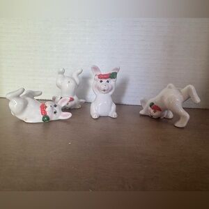 FOMERZ White Bunny Figurines Playful Easter